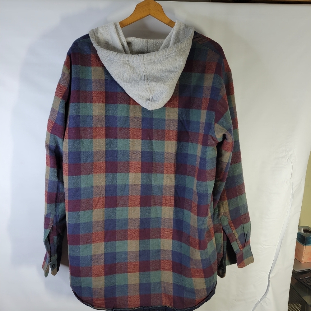 Mens Impact Shacket Cotton/Poly Quilted inside Button Front Hooded Size LT - Picture 8 of 12